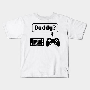 Controller Game Console Icons (Cartoon: Daddy? / Black) Kids T-Shirt